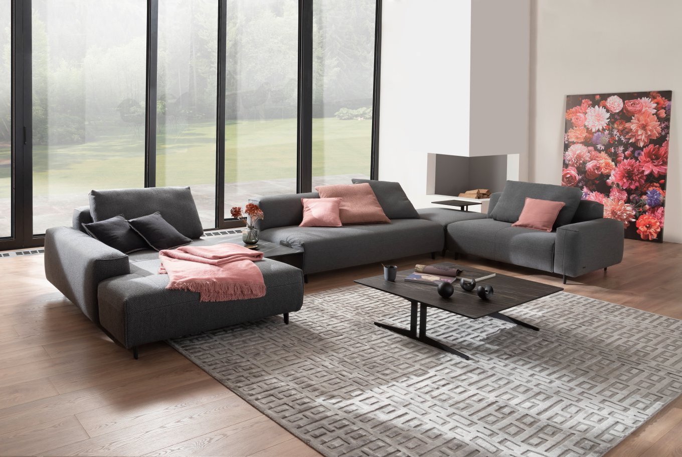 Wohnlandschaft-Atri-Longchair-links-mit-2-Sitzer-und-Ecke-rechts-Stoff-Grau-9