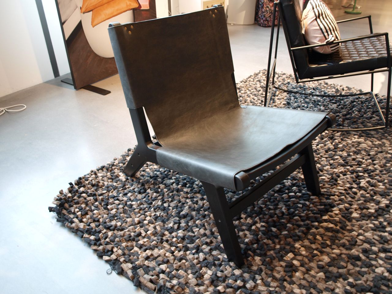 Sessel Retro schwarzes Büffelleder Abverkauf