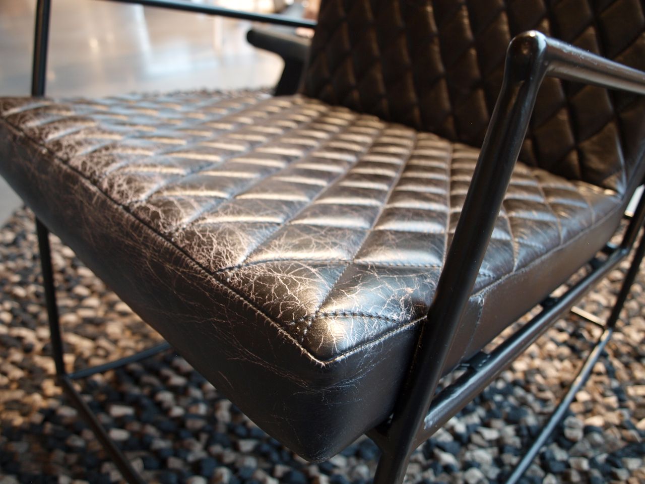 Schaukelstuhl Vintage Leder schwarz SALE