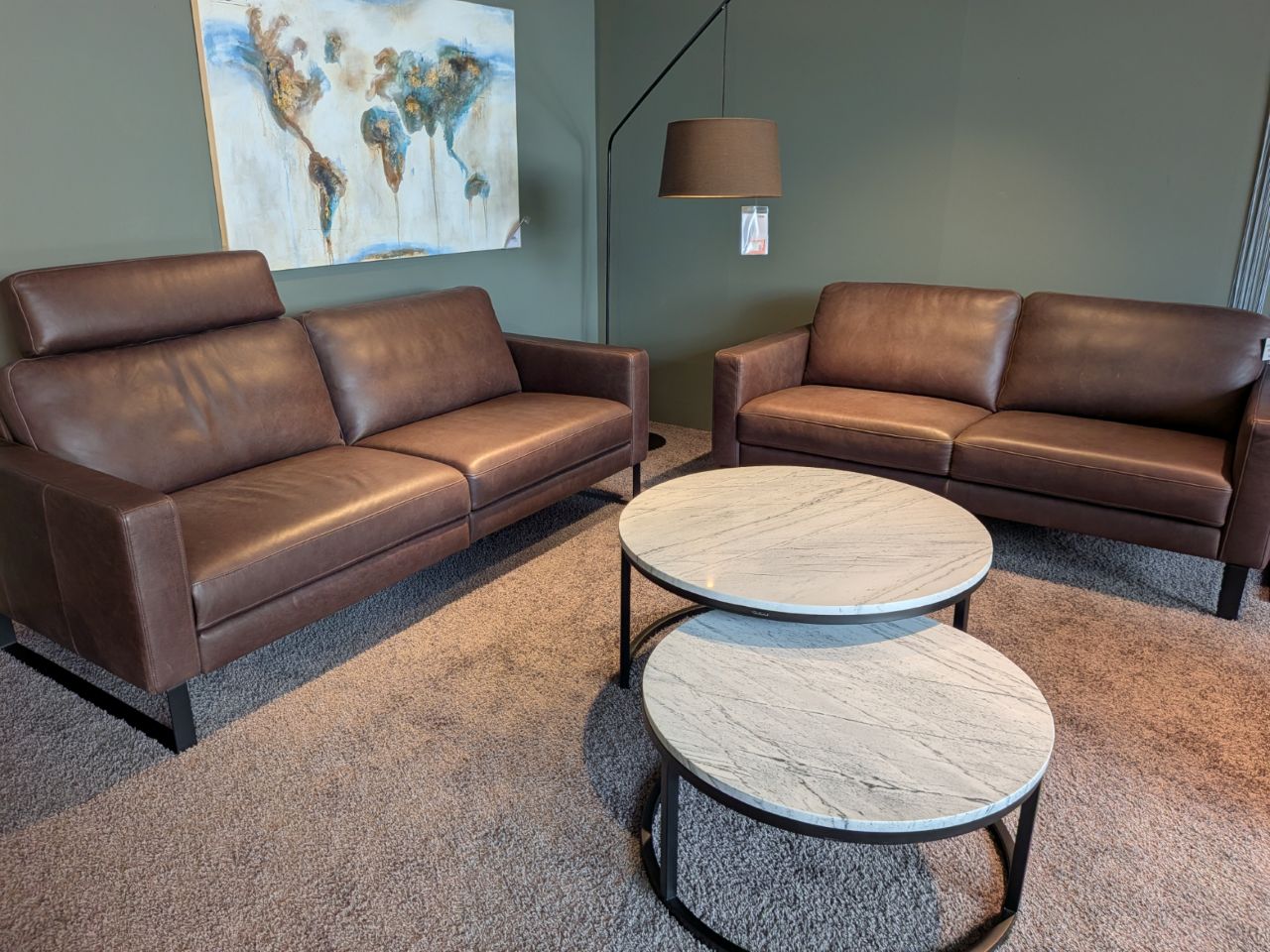 Ledersofa 3 und 3,5 Sitzer braun Räumungsverkauf