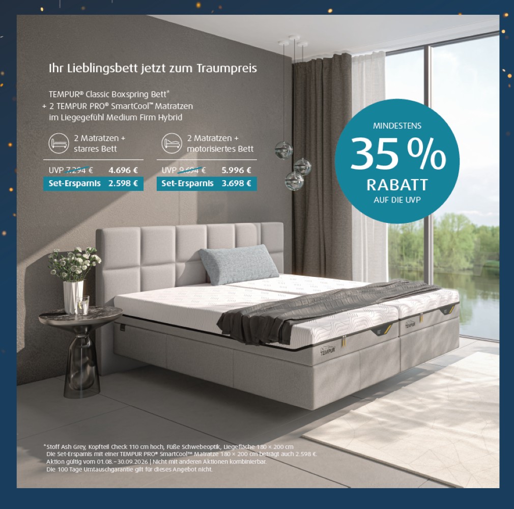 Tempur Bett 35 % sparen